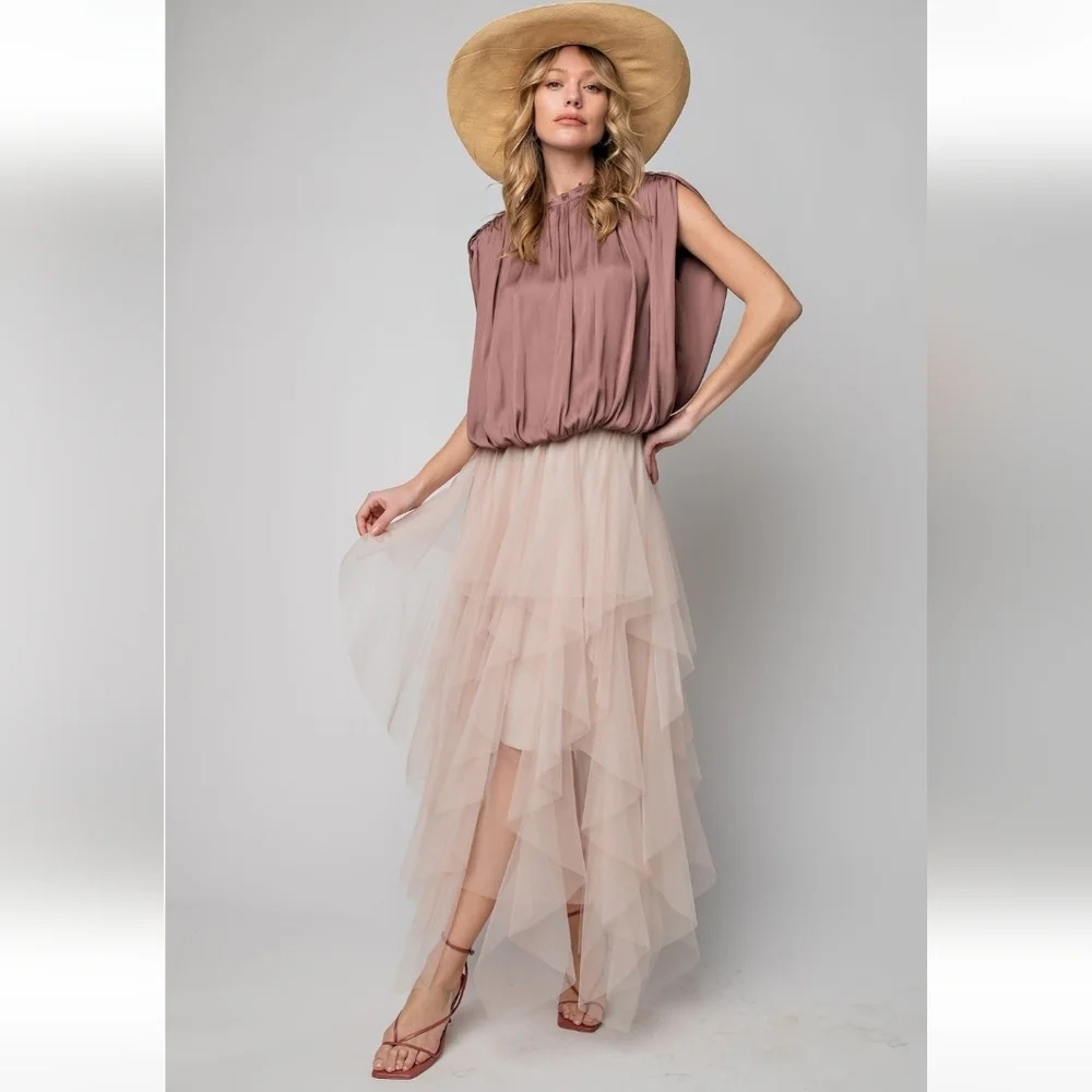 Easel Fairy Tale Tiered Mesh Ballerina Midi Maxi Skirt New